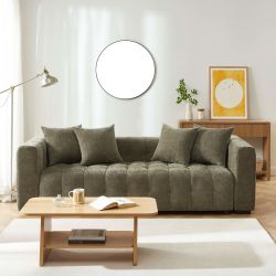 Canapé droit convertible LEVIA 3 places tissu vert