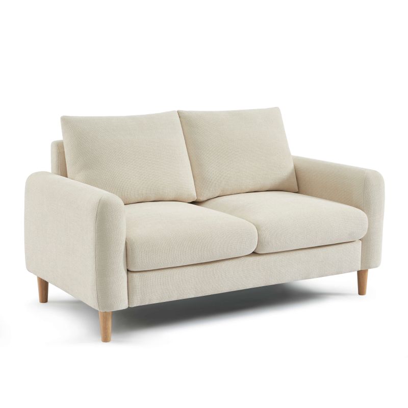 Canapé droit fixe CALIBA 2 places tissu chenille beige