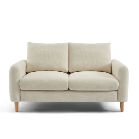 Canapé droit fixe CALIBA 2 places tissu chenille beige