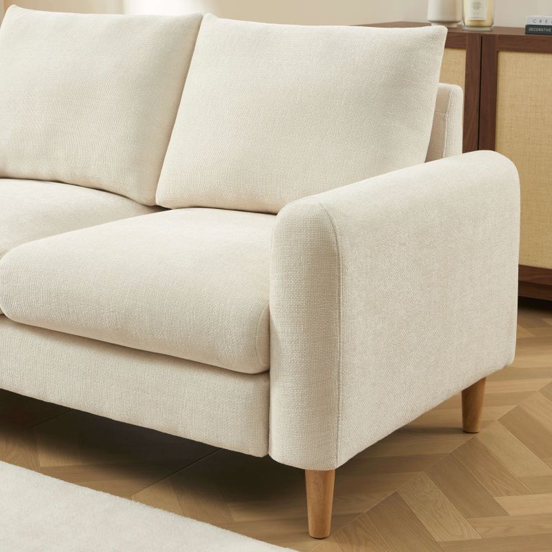 Canapé droit fixe CALIBA 2 places tissu chenille beige