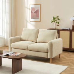 Canapé droit fixe CALIBA 2 places tissu chenille taupe