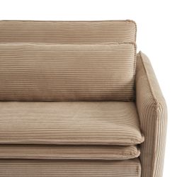 Canapé droit convertible CIBOLA 3 places velours côtelé taupe