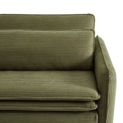 Canapé droit convertible CIBOLA 3 places velours côtelé vert