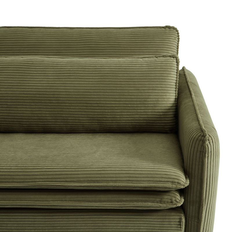 Canapé droit convertible CIBOLA 3 places velours côtelé vert