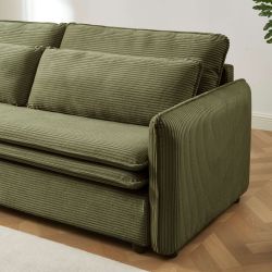 Canapé droit convertible CIBOLA 3 places velours côtelé vert