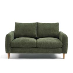 Canapé droit fixe CALIBA 2 places tissu chenille vert