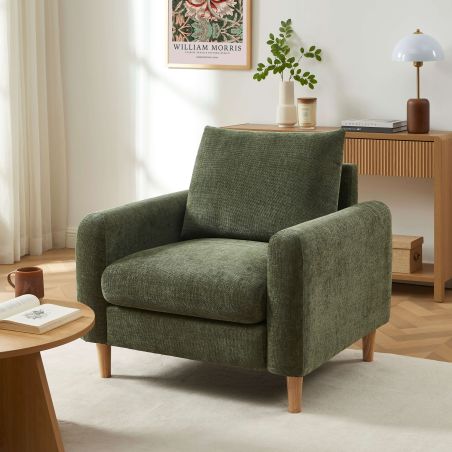 Fauteuil fixe CALIBA 1 place tissu chenille vert