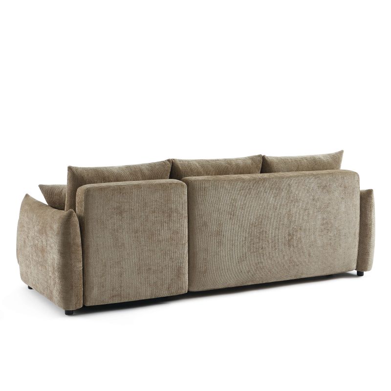 Canapé d'angle convertible et réversible NEMEA 4 places tissu chenille marron