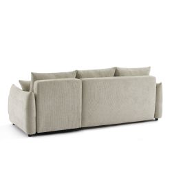 Canapé d'angle convertible et réversible NEMEA 4 places tissu chenille beige