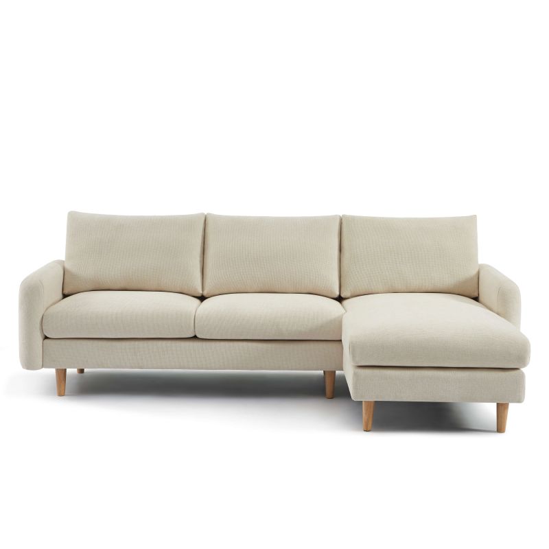 Canapé d'angle réversible fixe CALIBA 4 places tissu chenille beige