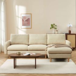 Canapé d'angle réversible fixe CALIBA 4 places tissu chenille taupe