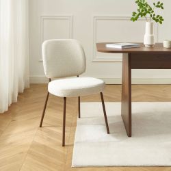 Lot de 2 chaises MOE tissu beige pieds effet bois