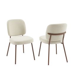 Lot de 2 chaises MOE tissu beige pieds effet bois