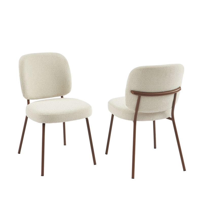 Lot de 2 chaises MOE tissu beige pieds effet bois