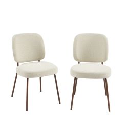 Lot de 2 chaises MOE tissu beige pieds effet bois