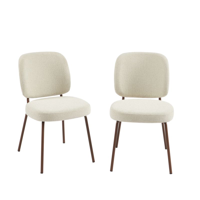 Lot de 2 chaises MOE tissu beige pieds effet bois