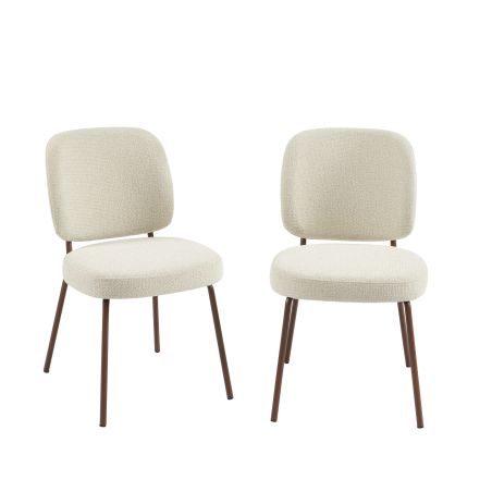 Lot de 2 chaises MOE tissu beige pieds effet bois