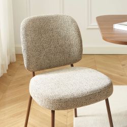 Lot de 2 chaises MOE tissu marron clair pieds effet bois