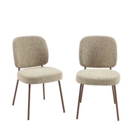 Lot de 2 chaises MOE tissu marron clair pieds effet bois