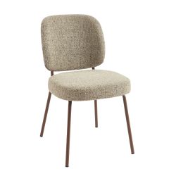 Lot de 2 chaises MOE tissu marron clair pieds effet bois