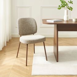 Lot de 2 chaises MOE tissu marron clair pieds effet bois