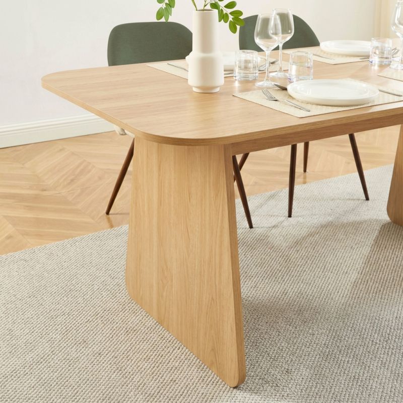 Ensemble table LANGO chêne et 4 chaises ELISABETH tissu beige