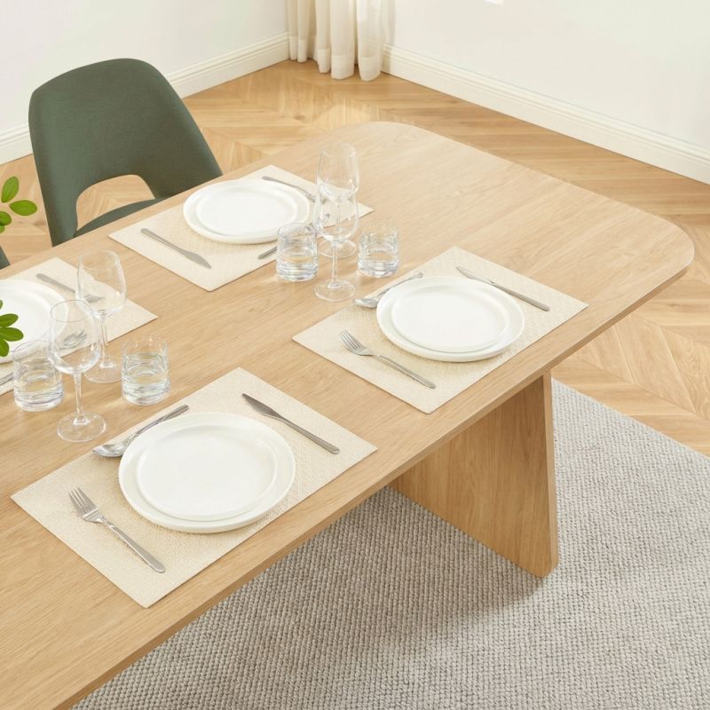 Ensemble table LANGO chêne et 4 chaises ELISABETH tissu beige