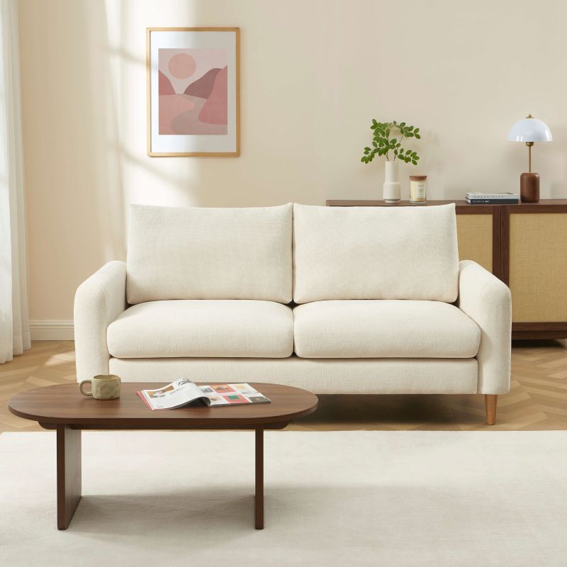 Canapé droit fixe CALIBA 3 places tissu chenille beige