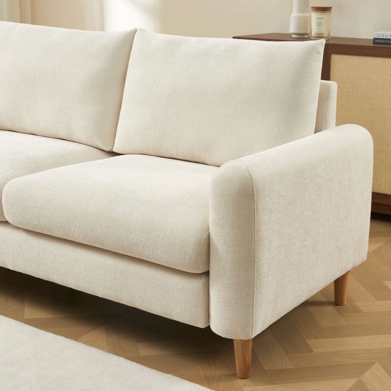 Canapé droit fixe CALIBA 3 places tissu chenille beige