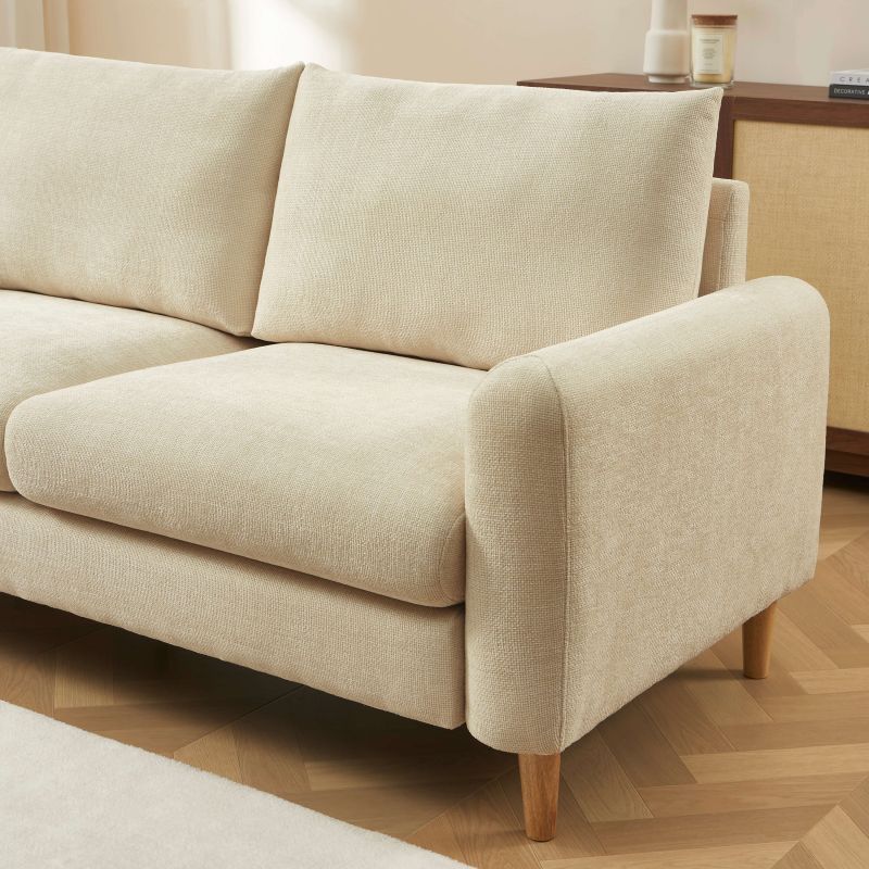 Canapé droit fixe CALIBA 3 places tissu chenille taupe