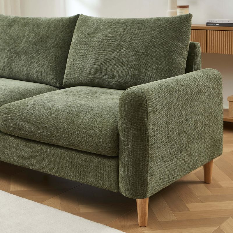 Canapé droit fixe CALIBA 3 places tissu chenille vert