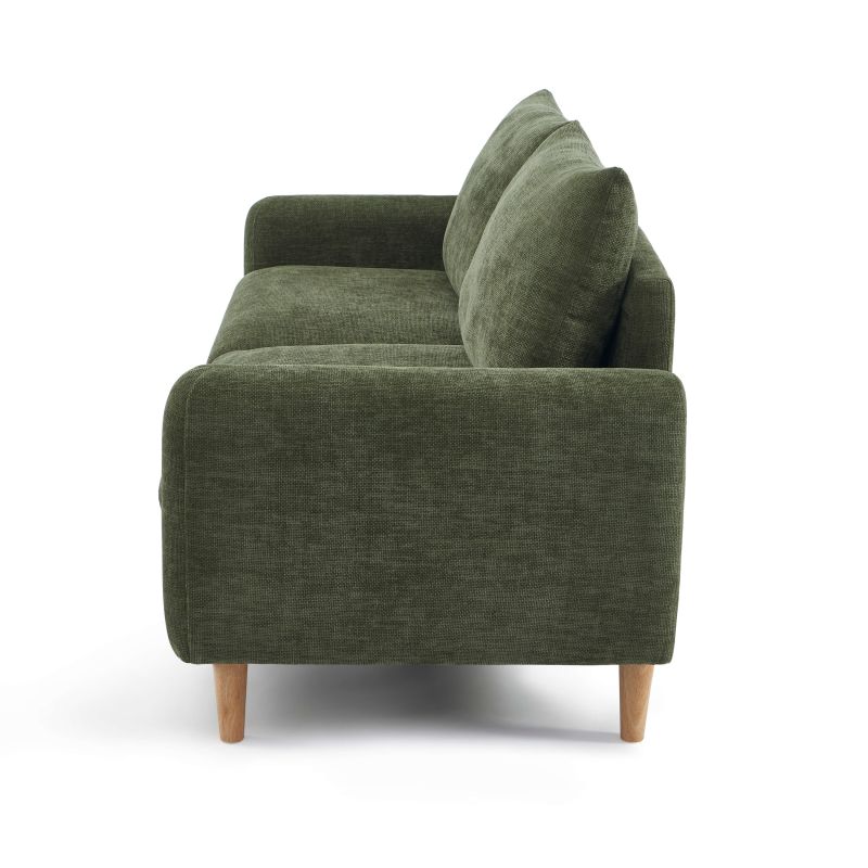 Canapé droit fixe CALIBA 3 places tissu chenille vert