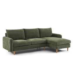 Canapé d'angle réversible fixe CALIBA 4 places tissu chenille vert