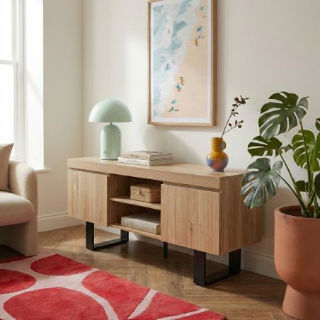 Meuble tv FELIXeffet chêne et métal noir140cm