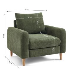 Fauteuil fixe CALIBA 1 place tissu chenille vert