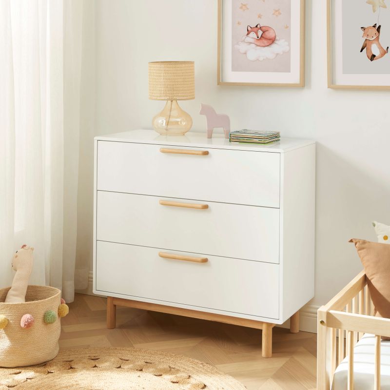 Commode enfant ROME blanc 3 tiroirs 90cm
