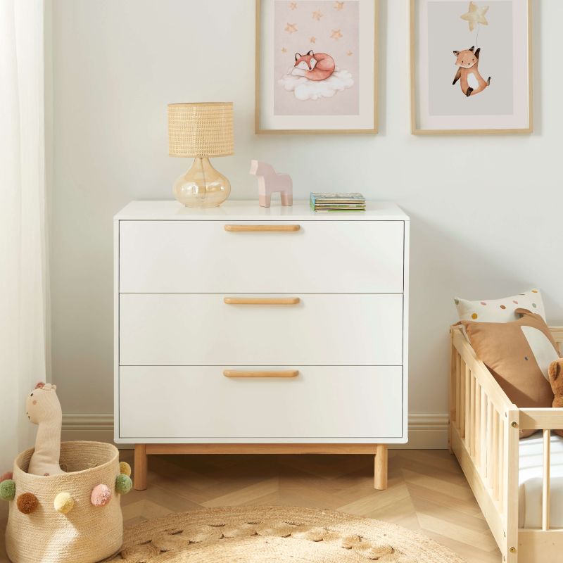 Commode enfant ROME blanc 3 tiroirs 90cm