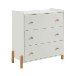 Commode enfant MONA 3 tiroirs blanc 86cm