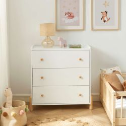 Commode enfant MONA 3 tiroirs blanc 86cm