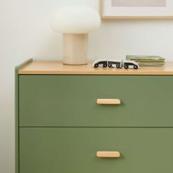 Commode enfant AURA 3 tiroirs vert et effet chêne 80 cm