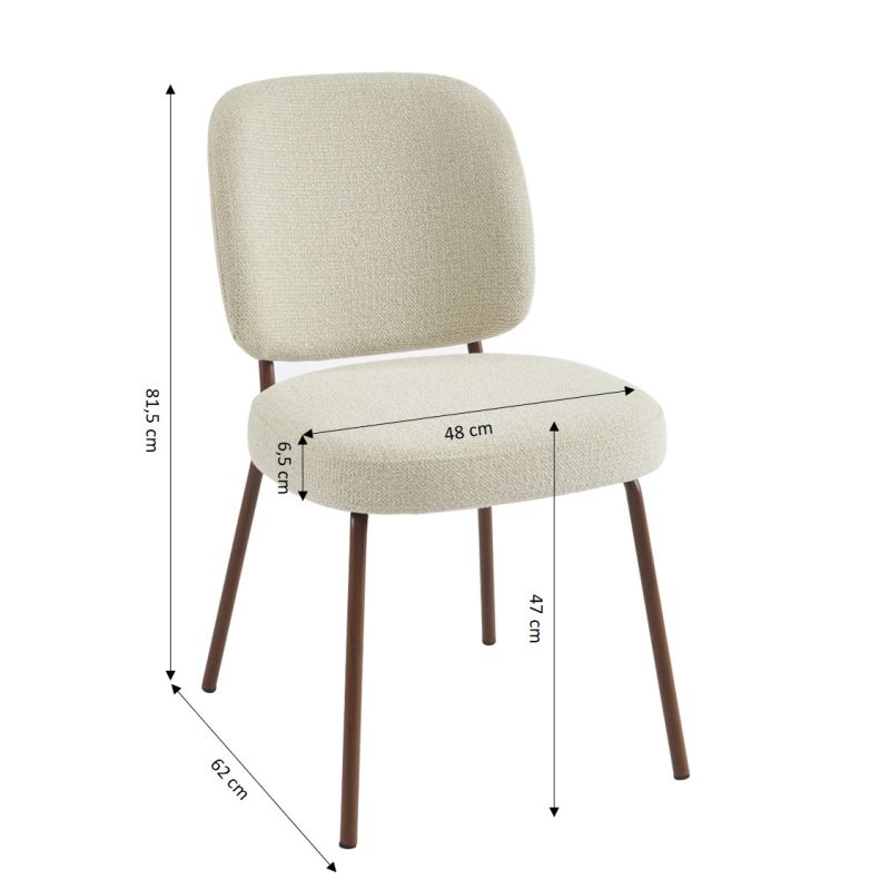 Lot de 2 chaises MOE tissu beige pieds effet bois
