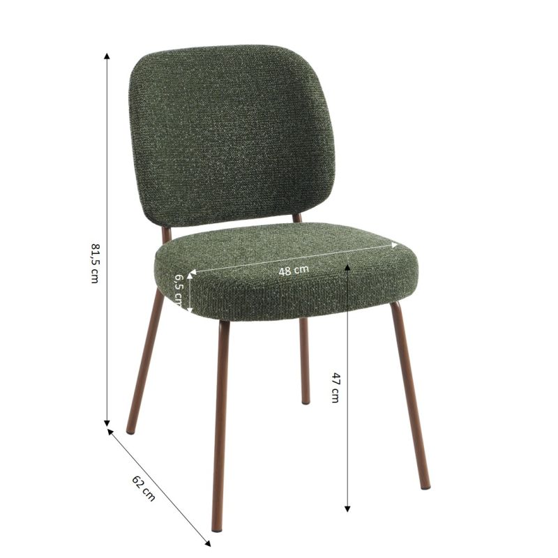 Lot de 2 chaises MOE tissu vert foncé pieds effet bois