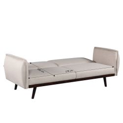 Canapé droit convertible VESTA 3 places tissu beige