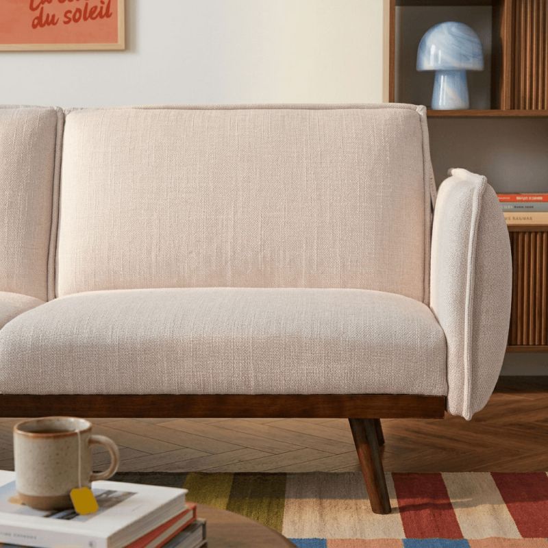 Canapé droit convertible VESTA 3 places tissu beige