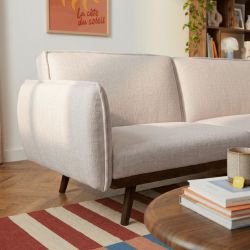 Canapé droit convertible VESTA 3 places tissu beige