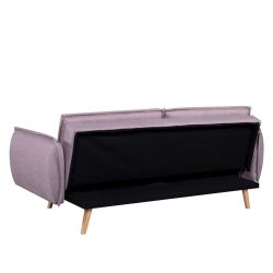 Canapé droit convertible VESTA 3 places tissu mauve