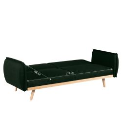 Canapé droit convertible VESTA 3 places tissu vert