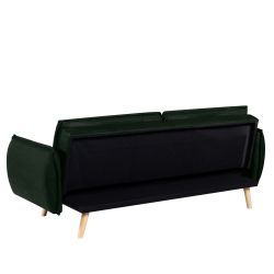 Canapé droit convertible VESTA 3 places tissu vert