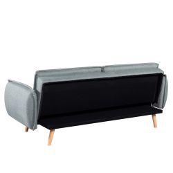 Canapé droit convertible VESTA 3 places tissu vert clair