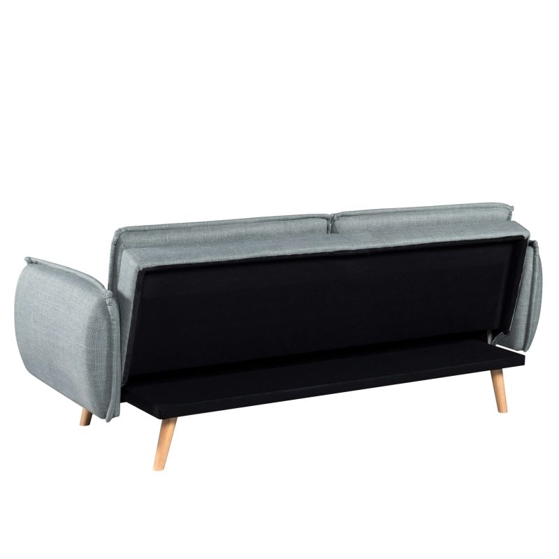 Canapé droit convertible VESTA 3 places tissu vert clair